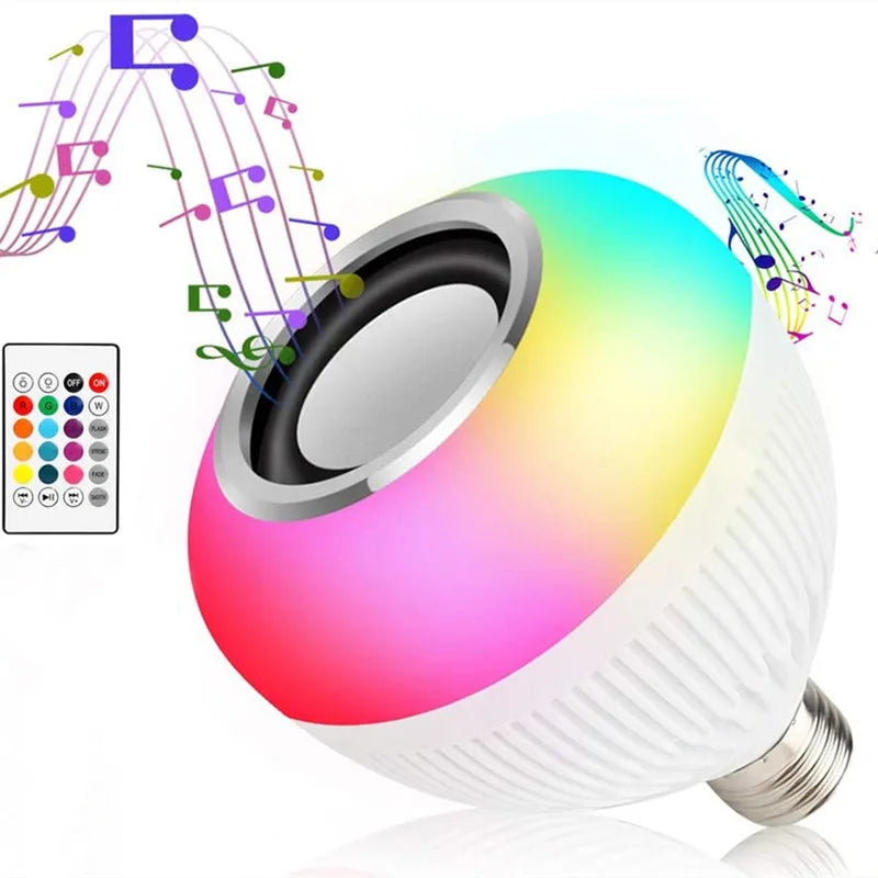 Lampada Bluetooth + Controle Remoto Led Caixa De Som Com Controle Remoto 12W Rgb Luz Colorida Balada